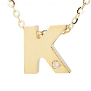 14k Gold K Necklace Diamond Adina Eden 14K Gold Diamond Lowercase